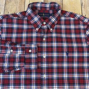 Polo Ralph Lauren Tartan Plaid Shirt Large Red Button Down Long Sleeve